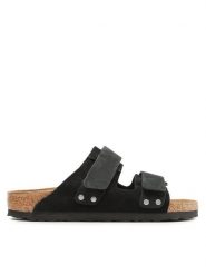 Birkenstock Klapki Uji 1024832 Czarny. Czarne klapki damskie Birkenstock, bez wzorów, z nubiku, bez obcasa. Za 409.99 zł.