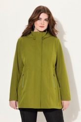 Damskie Kurtka softshell HYPRAR wodoodporna odpinany kaptur. Zielone kurtki damskie Ulla Popken, plus size, bez wzorów, z elastanu, z kapturem. Za 599.99 zł.