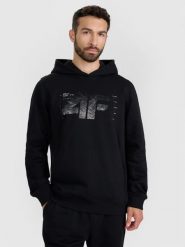 4F Bluza dresowa nierozpinana z kapturem męska - czarna M. Czarne bluzy męskie 4f, m, bez wzorów, z bawełny, z kapturem. Za 179.99 zł.