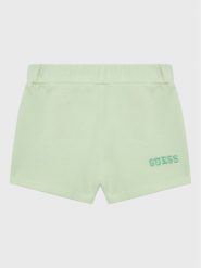 Guess Szorty materiałowe K3GD11 KA6R3 Zielony Regular Fit. Zielone spodenki dla dziewczynek Guess, z aplikacjami, z bawełny. Za 79.99 zł.