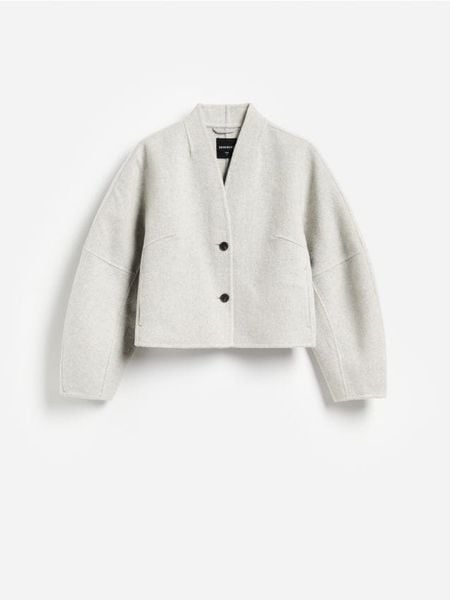 Kurtka handmade z wełną - jasnoszary. Szare kurtki damskie Reserved, l, bez wzorów, z tkaniny, bez kaptura. Za 399.99 zł.