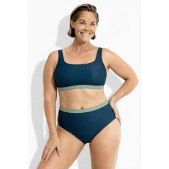 Damskie Bikini faktura w muszelki miękkie miseczki regulowane ramiączka. Niebieskie bikini damskie Ulla Popken, plus size, bez wzorów, plus size. W wyprzedaży za 191.99 zł.