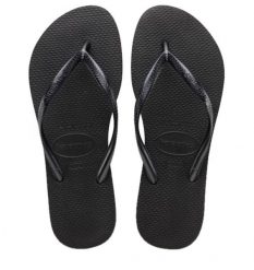 Japonki basenowe damskie Havaianas Ad slim 3. Czarne klapki damskie Havaianas, bez wzorów, z materiału, wakacyjne, bez obcasa. Za 144.80 zł.