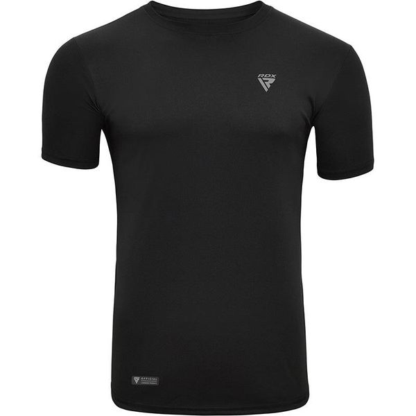 Koszulka RDX Micro T2. Czarne koszulki sportowe męskie RDX SPORTS, l, bez wzorów, z materiału, bez kołnierzyka, bez ramiączek. Za 69.99 zł.