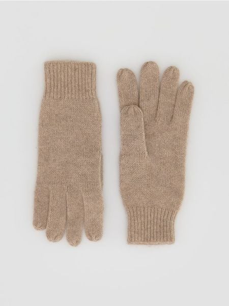 Wełniane rękawiczki z kaszmirem - kremowy. Białe rękawiczki damskie Reserved, bez wzorów, z kaszmiru. Za 79.99 zł.