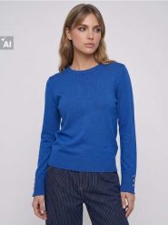 Dopasowany sweter z wiskozą - niebieski. Niebieskie swetry damskie Sinsay, l, bez wzorów, z wiskozy, bez kołnierzyka, bez ramiączek, bez kaptura. Za 35.99 zł.