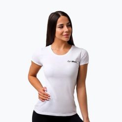 Koszulka GymBeam Basic. Białe koszulki sportowe damskie GYMBEAM, bez wzorów, bez kołnierzyka, bez ramiączek, na fitness i siłownię. Za 49.99 zł.