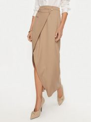Artigli Spódnica midi ACGO000665 Beżowy Regular Fit. Brązowe spódnice damskie Artigli, bez wzorów, z syntetyku, midi. Za 159.99 zł.