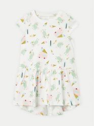 NAME IT Sukienka codzienna Vigga 13215107 Biały Regular Fit. Białe sukienki dla dziewczynek Name it, bez wzorów, z bawełny, bez ramiączek. Za 39.99 zł.