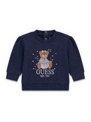 Guess Bluza K6BQ02 K5894 Granatowy Regular Fit. Niebieskie bluzy dla dziewczynek Guess, z aplikacjami, z bawełny, bez ramiączek, bez kaptura. Za 174.99 zł.