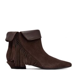 Botki GINO ROSSI. Brązowe botki damskie Gino Rossi, bez obcasa, na słupku, bez zapięcia. Za 399.99 zł.