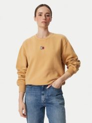 Tommy Jeans Bluza Badge DW0DW23297 Żółty Regular Fit. Żółte bluzy damskie Tommy Jeans, m, bez wzorów, z bawełny, bez kaptura. Za 369.99 zł.