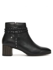 Pikolinos Botki W1Z-8521 Czarny. Czarne botki damskie Pikolinos, ze skóry, bez obcasa, na słupku, bez zapięcia. Za 499.99 zł.