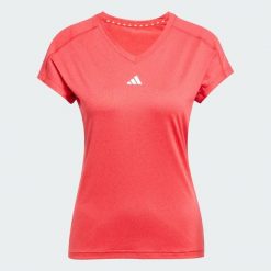 Koszulka AEROREADY Train Essentials Minimal Branding V-Neck. Białe koszulki sportowe damskie Adidas, l, bez wzorów, z materiału, bez kołnierzyka, bez ramiączek. Za 119.00 zł.