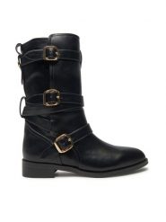 TWINSET Botki 242TGT072 Czarny. Czarne botki damskie Twinset, ze skóry, bez obcasa, na płaskiej podeszwie, bez zapięcia. Za 979.99 zł.