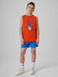 4F Spodenki plażowe boardshorty chłopięce - niebieskie 122/128 (6-8 lat). Niebieskie szorty dla chłopców 4f, na lato, bez wzorów, wakacyjne. Za 49.99 zł.