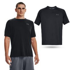 Koszulka fitness męska Under Armour UA Tech 2.0 SS Tee. Czarne koszulki sportowe męskie Under Armour, m, bez wzorów, bez kołnierzyka, bez ramiączek, do biegania. Za 77.99 zł.
