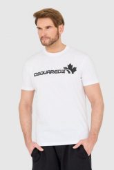 DSQUARED2 Biały bawełniany t-shirt z dużym logo. Białe t-shirty męskie Dsquared2, l, bez wzorów, z bawełny, bez kołnierzyka. W wyprzedaży za 699.99 zł.