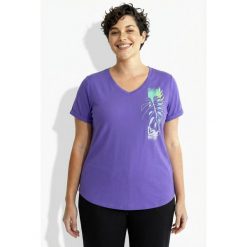 Damskie Bluzka funkcyjna antybakteryjny materiał dekolt w serek rękaw 1/2. Fioletowe t-shirty damskie Ulla Popken, plus size, bez wzorów, z materiału, bez kołnierzyka. Za 199.99 zł.