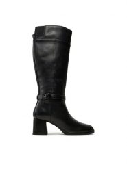 Geox Kozaki Walk Pleasure 55D D46XBD 00043 C9999 Czarny. Czarne kozaki damskie Geox, ze skóry, bez obcasa, na słupku. Za 1,099.00 zł.