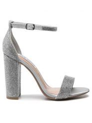 Steve Madden Sandały Carrson-R SM11000371-02003-968 Srebrny. Szare sandały damskie Steve Madden, bez wzorów, z syntetyku, bez obcasa, na słupku, bez zapięcia. Za 419.99 zł.