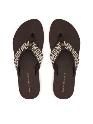 Tommy Hilfiger Japonki Corportate Sandal FW0FW09610 Brązowy. Brązowe klapki damskie Tommy Hilfiger, bez wzorów, z materiału, bez obcasa. Za 169.99 zł.