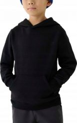 BLUZA CHŁOPIĘCA 4F DRESOWA Z KAPTUREM BAWEŁNA CIEPŁA PREZENT CZARNA 140 cm. Czarne bluzy dla chłopców 4f, bez wzorów, z bawełny, bez ramiączek, z kapturem. Za 69.99 zł.