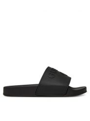 Guess Klapki E5GZ07BB00F Czarny. Czarne klapki damskie Guess, z aplikacjami, z tworzywa sztucznego, bez obcasa. Za 119.99 zł.