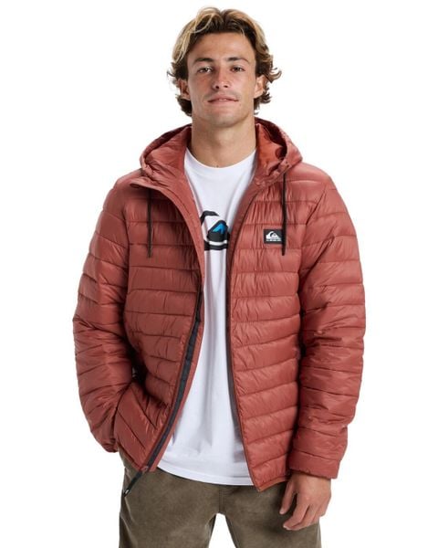 Kurtka ocieplana męska SCALY. Brązowe kurtki męskie Quiksilver, m, bez wzorów, z materiału, z kapturem. Za 449.00 zł.