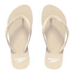 Klapki japonki antypoślizgowe damskie Speedo Flip Flop. Brązowe klapki damskie Speedo, bez wzorów, z materiału, bez obcasa. Za 73.99 zł.