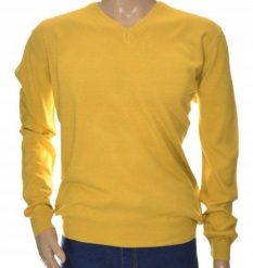 Sweter męski w szpic z kaszmiru i wełny merynosów kaszmirowy M żółty 272. Żółte bluzy męskie Giovane Ricco, m, bez wzorów, z kaszmiru, bez kaptura. Za 139.99 zł.