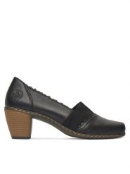 Rieker Półbuty 40911-00 Czarny. Czarne półbuty damskie Rieker, bez wzorów, ze skóry, bez obcasa, na obcasie, bez zapięcia. Za 319.99 zł.