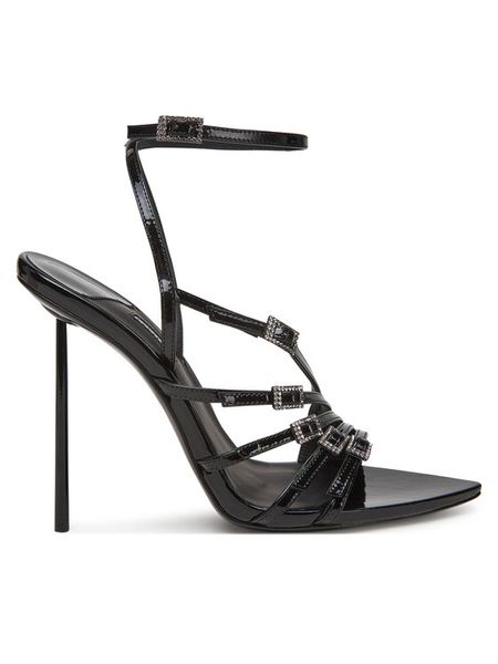 Le Silla Sandały 6617C100BLPPKAB Czarny. Czarne sandały damskie LE SILLA, bez wzorów, ze skóry, bez obcasa, na szpilce, bez zapięcia. Za 2,419.00 zł.