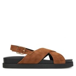 Sandały ONLY Shoes. Brązowe sandały damskie ONLY Shoes, bez wzorów, bez obcasa, na płaskiej podeszwie, bez zapięcia. Za 109.99 zł.