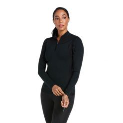 Damska koszulka jeździecka z zamkiem 1/4 Ariat Ascent. Czarne t-shirty damskie Ariat, s, bez wzorów, z elastanu, bez kołnierzyka. Za 552.40 zł.