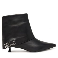 Botki KARL LAGERFELD. Czarne botki damskie KARL LAGERFELD, bez obcasa, na szpilce, bez zapięcia. Za 1,144.00 zł.