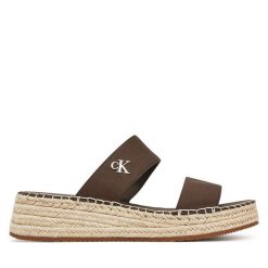 Espadryle Calvin Klein Jeans. Brązowe espadryle damskie Calvin Klein Jeans, bez wzorów, z jeansu, sportowe, bez obcasa. Za 199.99 zł.