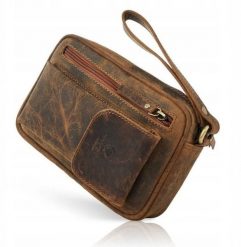 Paolo Peruzzi Skórzana saszetka męska do ręki vintage T-56-HBR. Saszetki męskie Paolo Peruzzi, vintage. Za 168.93 zł.