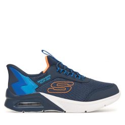 Sneakersy Skechers. Niebieskie trampki i tenisówki chłopięce Skechers, bez wzorów, bez zapięcia. Za 249.99 zł.