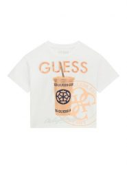 Guess T-Shirt J6GI06 K6YW4 Biały Relaxed Fit. Białe t-shirty i topy dla dziewczynek Guess, z aplikacjami, z bawełny, bez ramiączek. Za 119.99 zł.