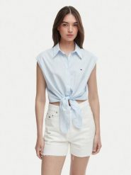 Tommy Jeans Koszula DW0DW22212 Niebieski jasny Regular Fit. Niebieskie bluzki damskie Tommy Jeans, xs, bez wzorów, z bawełny, bez kołnierzyka, bez ramiączek. Za 289.99 zł.