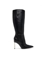 Guess Kozaki FLFCYY LEP11 Czarny. Czarne kozaki damskie Guess, ze skóry, bez obcasa, na szpilce. Za 1,139.00 zł.