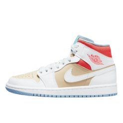 Buty do chodzenia dla dorosłych Air Jordan 1 Mid SE Sesame. Białe obuwie sportowe damskie Jordan, bez wzorów, ze skóry, tenisowe. Za 1,676.41 zł.