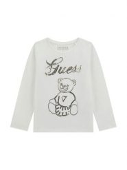 Guess Bluzka K5BI03 J1314 Biały Regular Fit. Białe t-shirty i topy dla dziewczynek Guess, z aplikacjami, z bawełny, bez ramiączek. Za 115.00 zł.