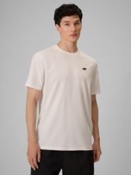 4F T-shirt relaxed z nadrukiem męski - biały L. Białe t-shirty męskie 4f, l, bez wzorów, z bawełny, klasyczne, bez kołnierzyka. Za 79.99 zł.