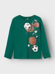 NAME IT Bluzka 13220044 Zielony Regular Fit. Zielone t-shirty dla chłopców Name it, bez wzorów, z bawełny, bez ramiączek. Za 69.99 zł.