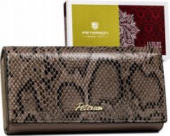 Peterson Duży portfel damski z podwójną sekcją na bilon. Portfele damskie Peterson, bez wzorów. Za 223.75 zł.