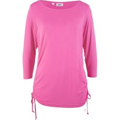 Shirt z rękawami 3/4 i marszczeniem bonprix jasny fuksja. Czerwone bluzki damskie bonprix, bez wzorów, bez kołnierzyka. Za 32.99 zł.