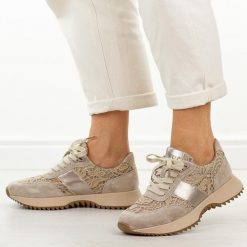 Khaki skórzane sneakersy damskie Vinceza 99200. Brązowe obuwie sportowe damskie VINCEZA, na lato, bez wzorów, z dresówki, casualowe, z okrągłym noskiem, bez obcasa, bez zapięcia. Za 249.00 zł.
