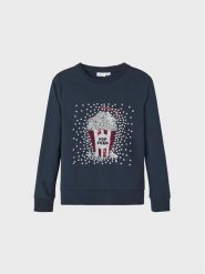 NAME IT Bluza 13219588 Granatowy Regular Fit. Niebieskie bluzy dla dziewczynek Name it, bez wzorów, z syntetyku, bez ramiączek, bez kaptura. Za 109.99 zł.